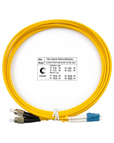Шнур оптический duplex LC-FC 9/125 sm 3м LSZH Cabeus FOP(d)-9-LC-FC-3m в Орле Патч-корды оптические Pintop.ru