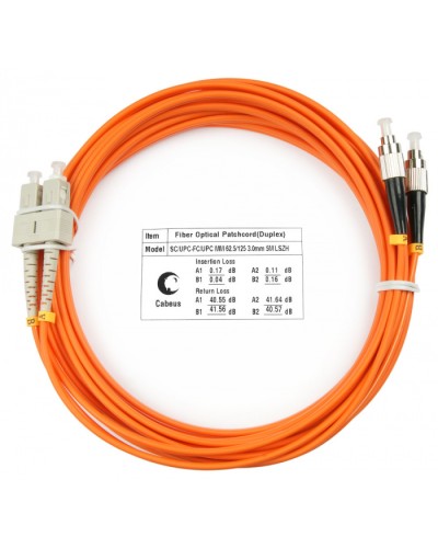 Шнур оптический duplex SC-FC 62,5/125 mm 5м LSZH Cabeus FOP-62-SC-FC-5m в Орле Патч-корды оптические Pintop.ru