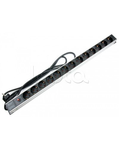 Блок евророзеток для 19 шкафов, 13 розеток, фильтр, 16 A Cabeus PDU-13P-F-2EU в Орле Блоки розеток Pintop.ru