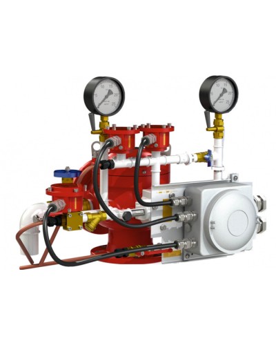 Узел управления с комбинированным приводом взрывозащищенный Спецавтоматика УУ-Д150/1,6(Р,Э24,Г0,07)-ВФ.У3.1 (вариант с отводом) в Орле Устройства пуска водяного пожаротушения Pintop.ru