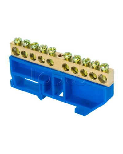 Шина 0 N (8х12мм) 10 отверстий латунь синий изолятор на DIN-рейку EKF PROxima (sn0-125-10-d) в Орле Аксессуары для стоек и шкафов Pintop.ru
