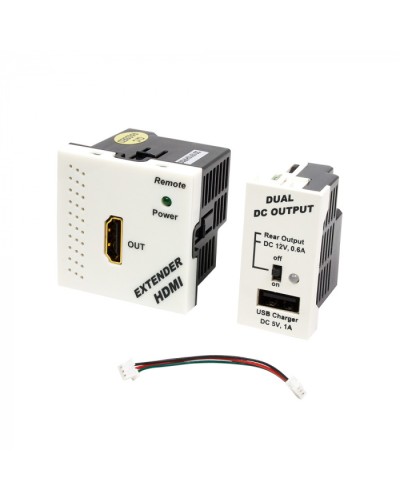 Конвертор RJ45-HDMI, приемник + БП формата Mosaic, 45x45мм + 22.5х45мм, белые LANMASTER (LAN-SIP-23HDMI/RX-WH) в Орле Медиаконвертеры Pintop.ru